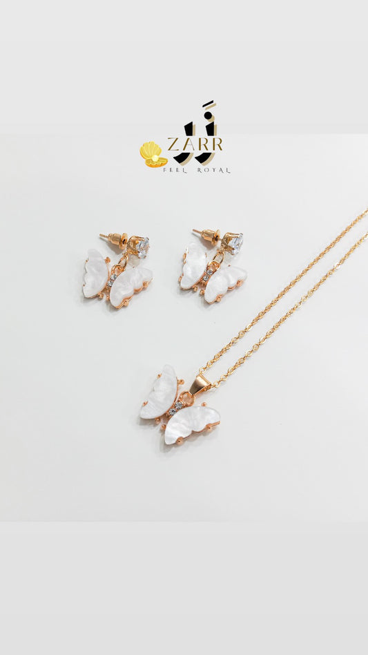 Marble butterfly pendant set